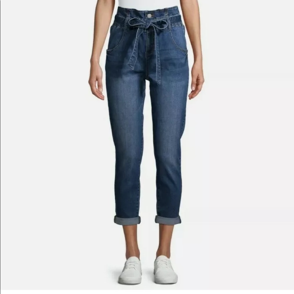 Paper Bag Denim Skinny Jean Pant
